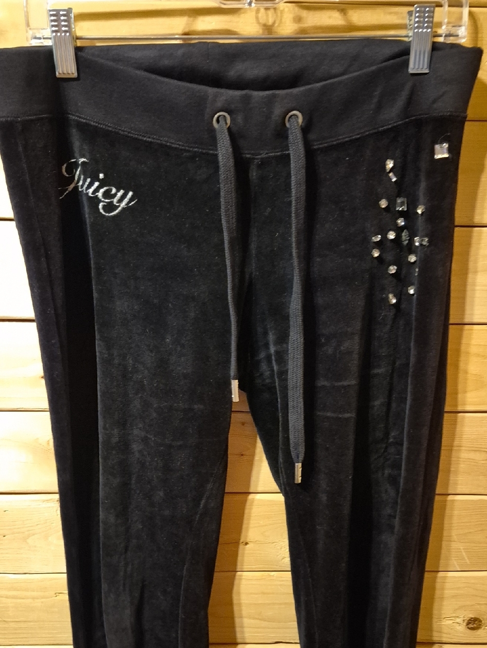 Womens Vintage Juicy Couture Velour Rhinestone Track Pants Size Medium Flare Leg - Picture 2 of 6